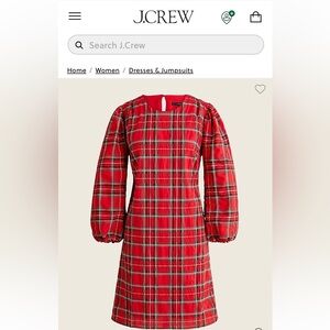 J Crew tartan dress with ballon sleeves